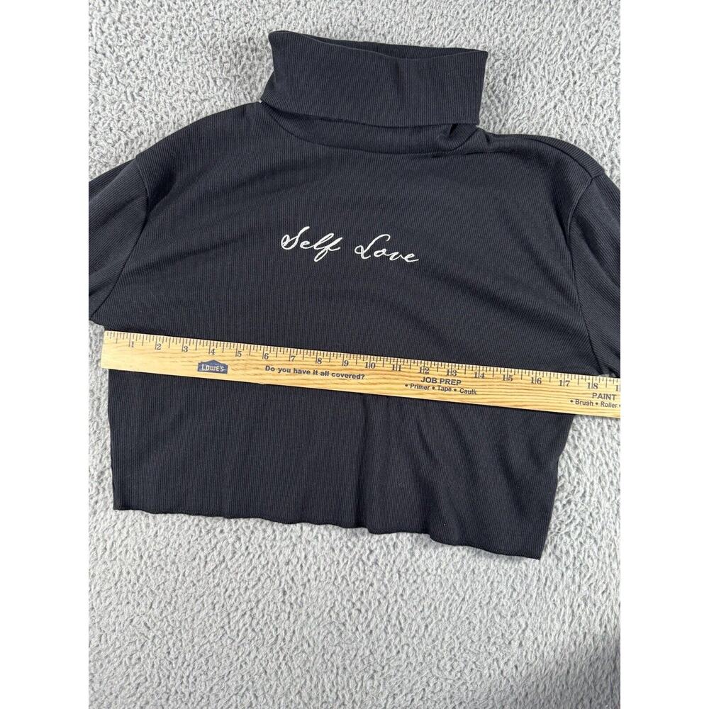 Forever 21 Turtleneck Women Medium Self Love Cropped Long Sleeve Pullover Shirt - Picture 4 of 7